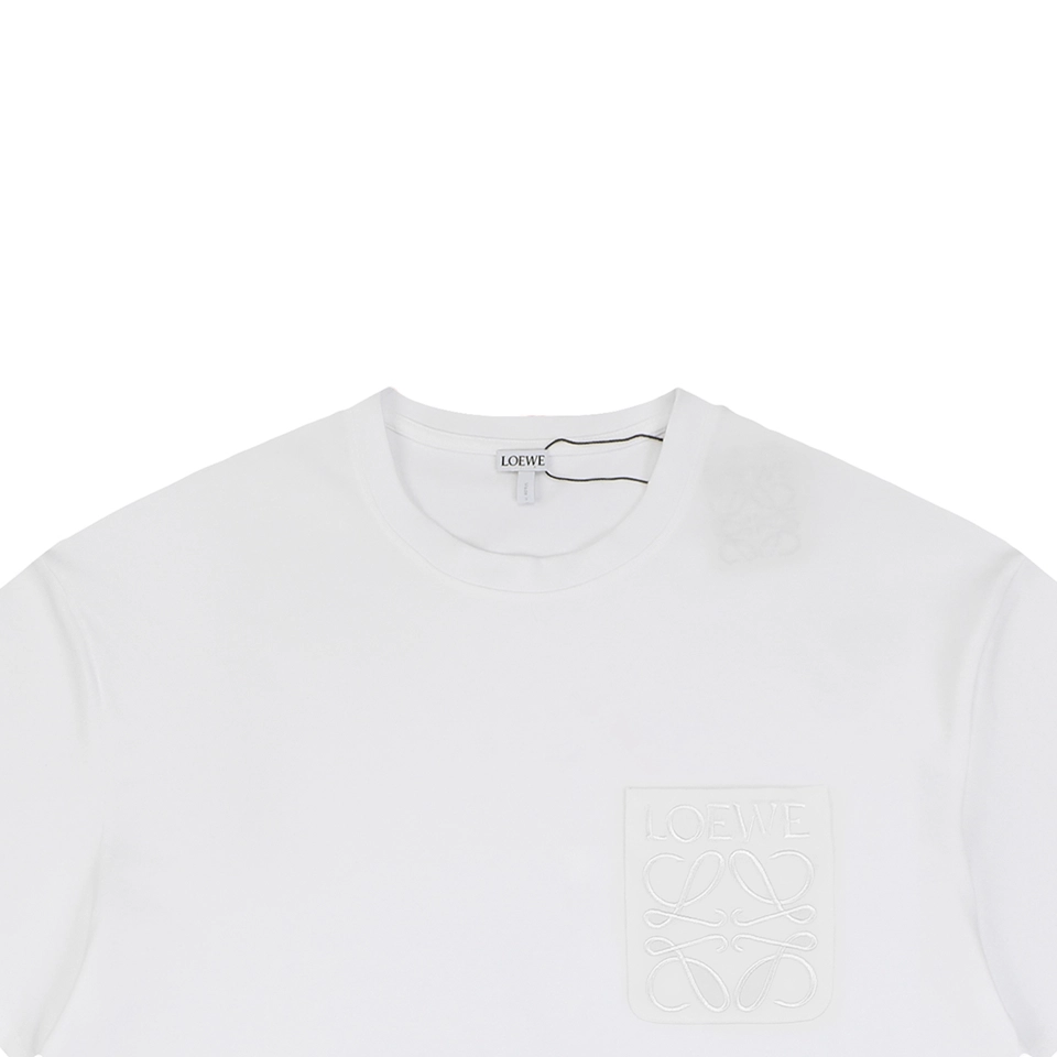 Loewe Tonal Anagram Pocket Embroidered T-Shirt White