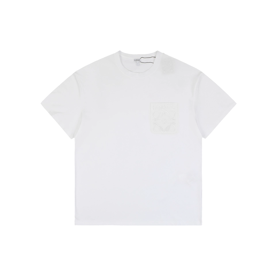 Loewe Tonal Anagram Pocket Embroidered T-Shirt White Front view