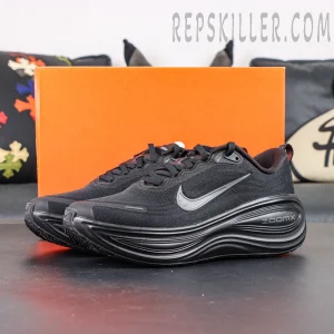 Nike Vomero Plus Black Metallic Dark Grey full view with streamlined silhouette and thick cushioning