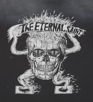 Saint Michael Skull Beetle Vintage Washed Distressed Print T-Shirt Front Print