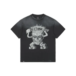 Saint Michael Skull Beetle Vintage Washed Distressed Print T-Shirt Front view